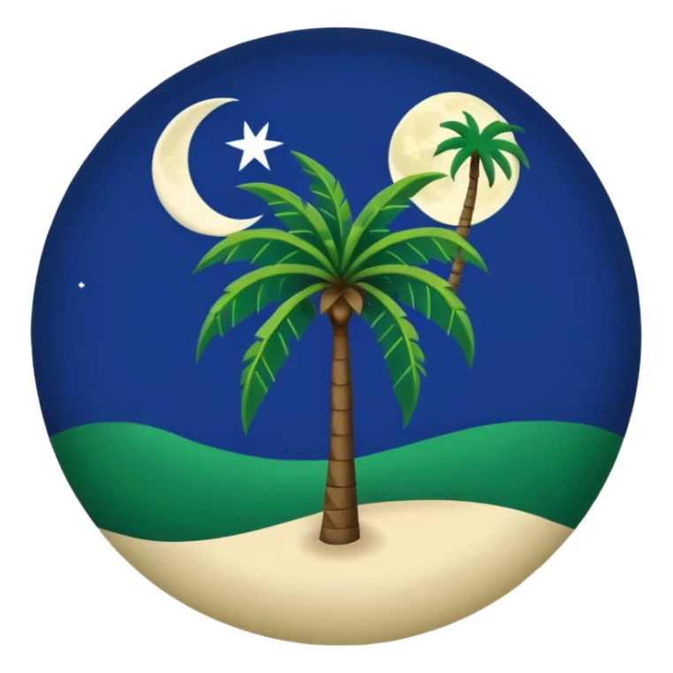 south carolina flag with the dark blue background and the partial moon and palm tree sticker