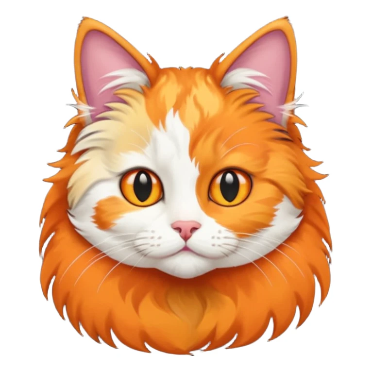 A cat with half its face orange colour and the other half black colour sticker