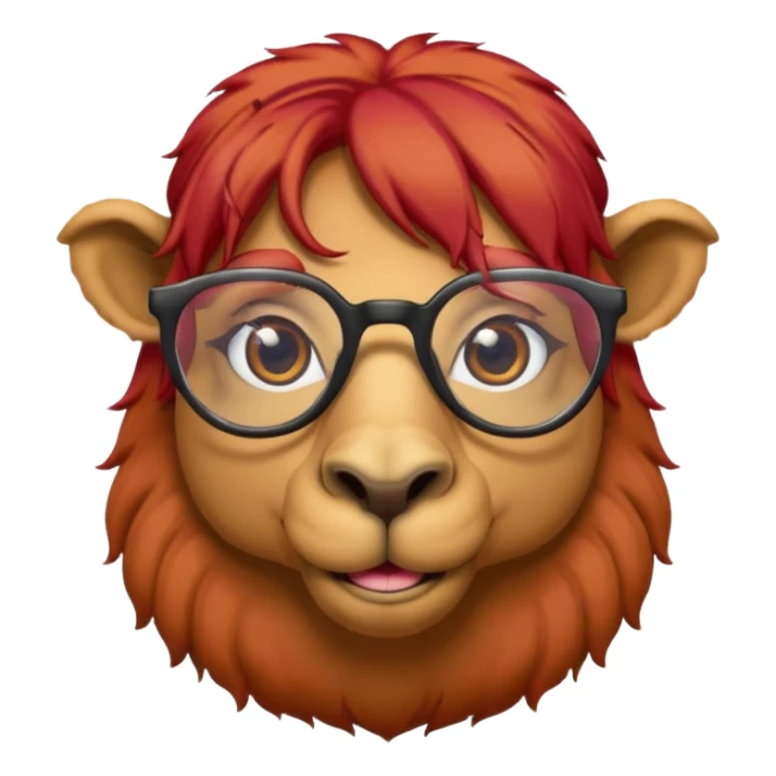 camel face with red hair and glasses sticker