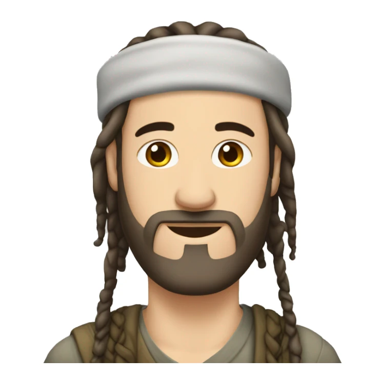 A white man with no beard and no mustache, with dread locks wearing a kippa sticker