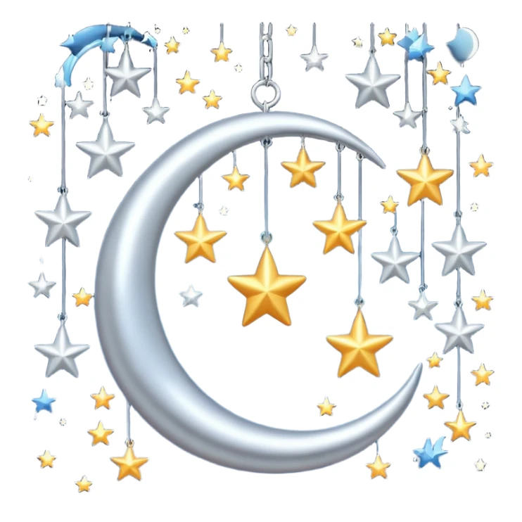 Hanging mobile with stars and moon sticker