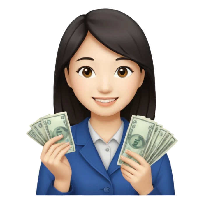 Hot Asian girl with money  sticker