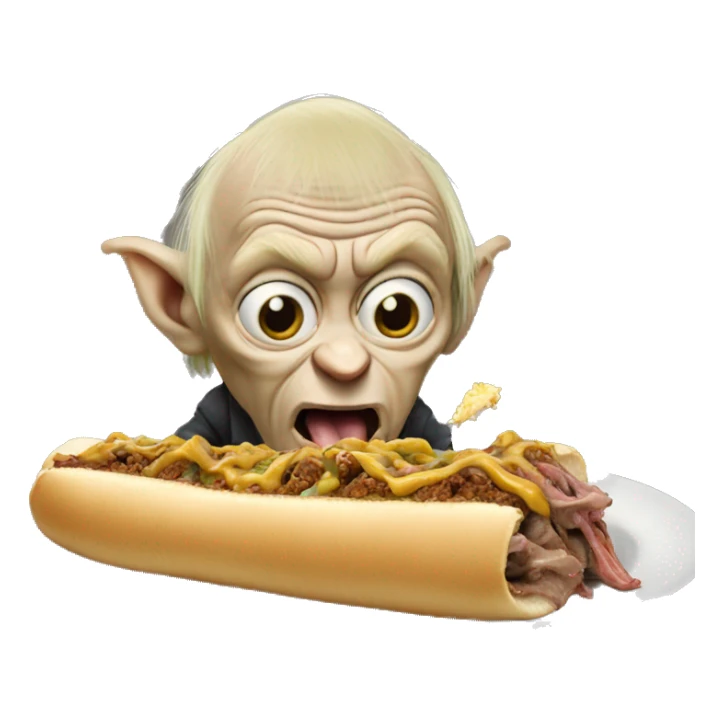 Donald Trump as Gollum eating cheesesteak sticker