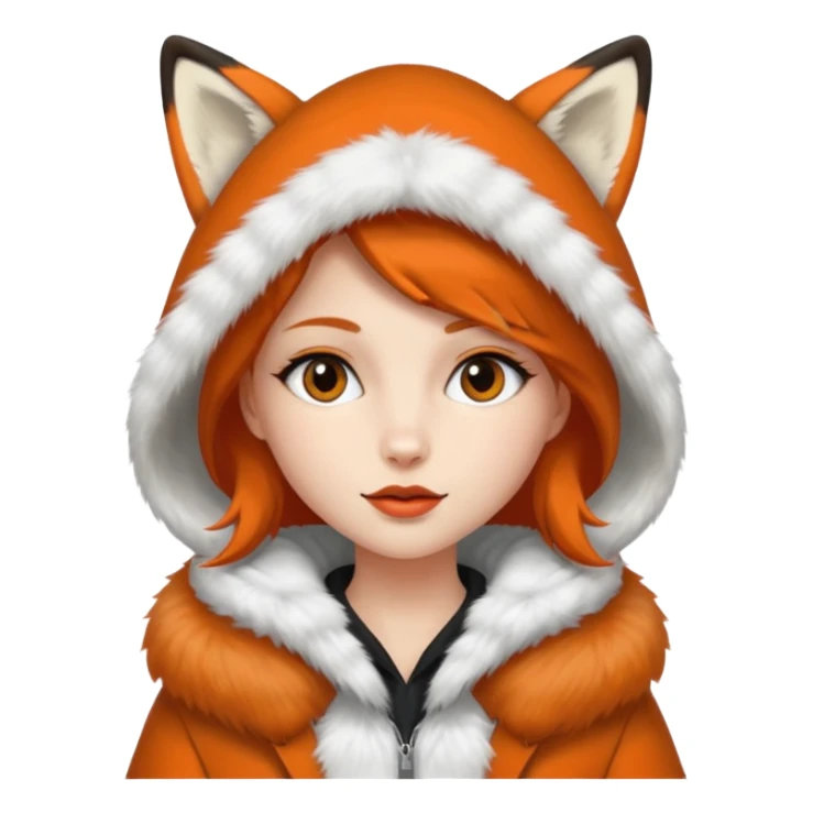 Girl, Fox Fur White Coat with Hood sticker