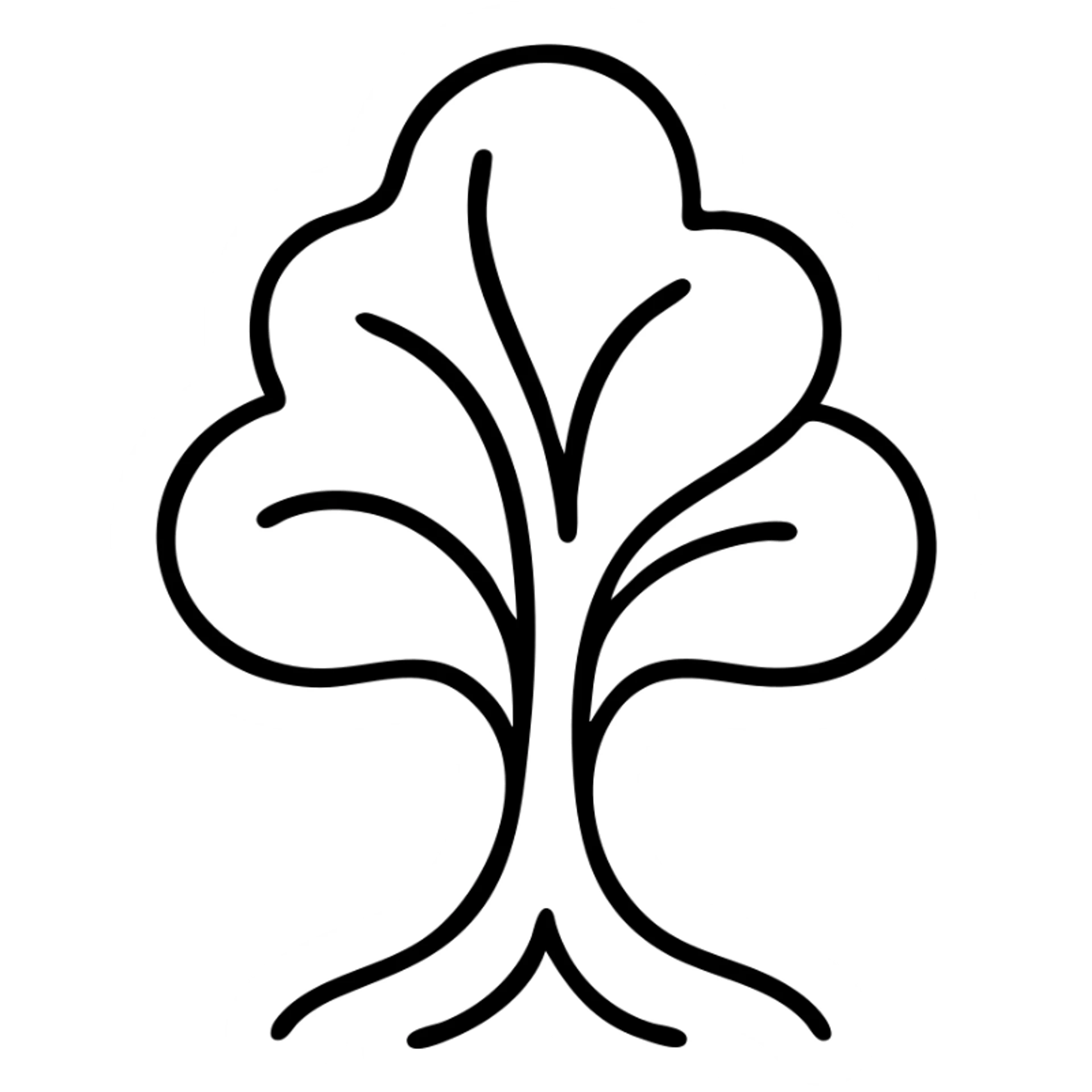 Elegant tree silhouette with flowing lines, corporate environmental responsibility symbol, refined and professional sticker