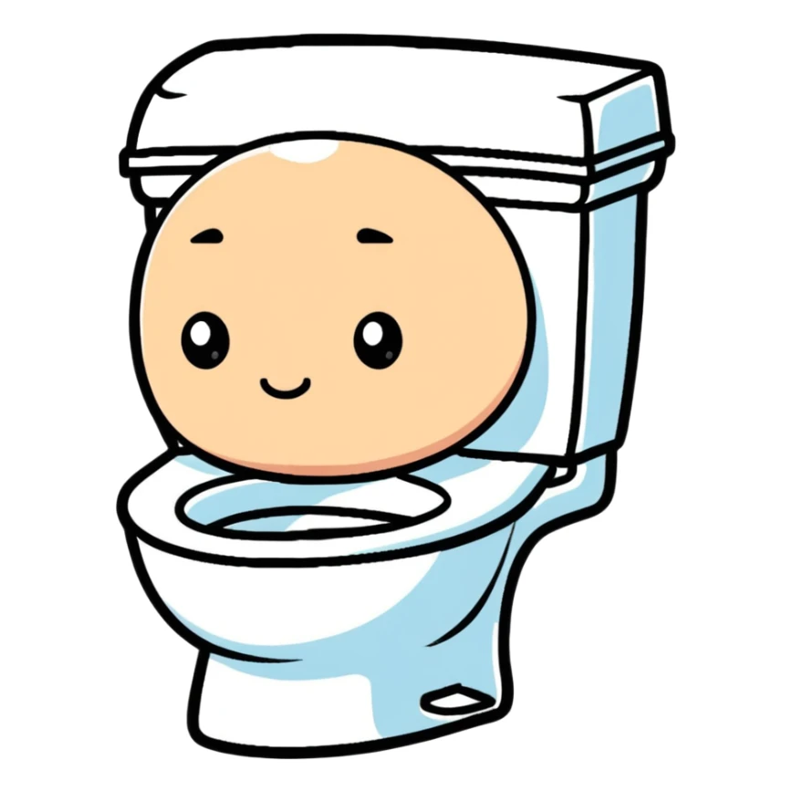 person with head in toilet bowl sticker
