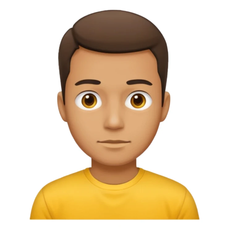 a standard man wearing a t-shirt, yellow, face and shoulders sticker