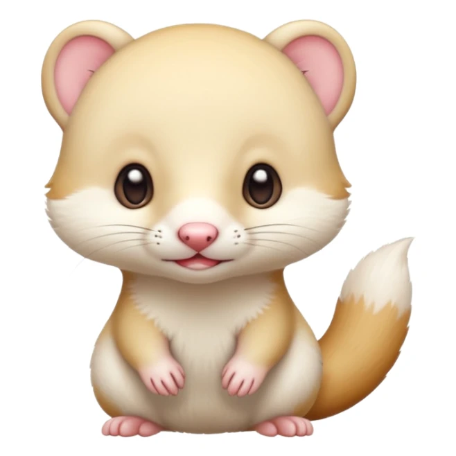 White cute Kawaii adorable stoat-weasel-hybrid sticker