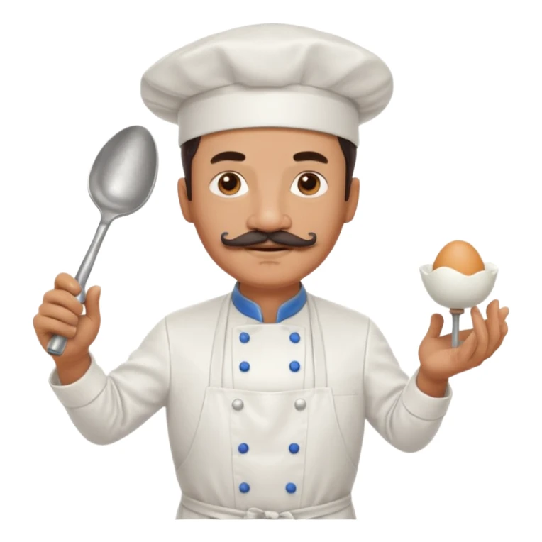 Middle aged male pastry chef - with a mustache, apron, white hat, and holding an egg beater in one hand sticker