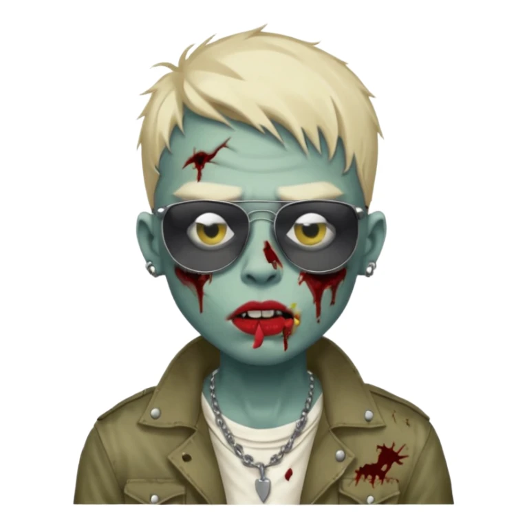 zombie boy model with lip piercing sunglasses sticker