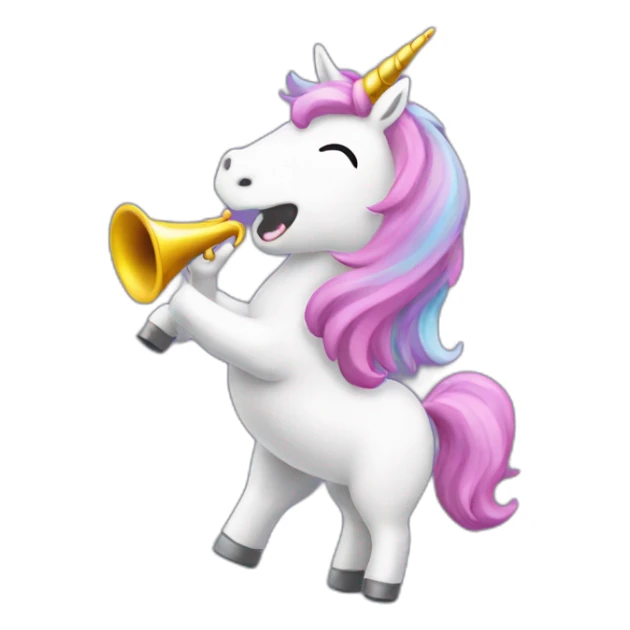 Unicorn blowing birthday trumpet sticker