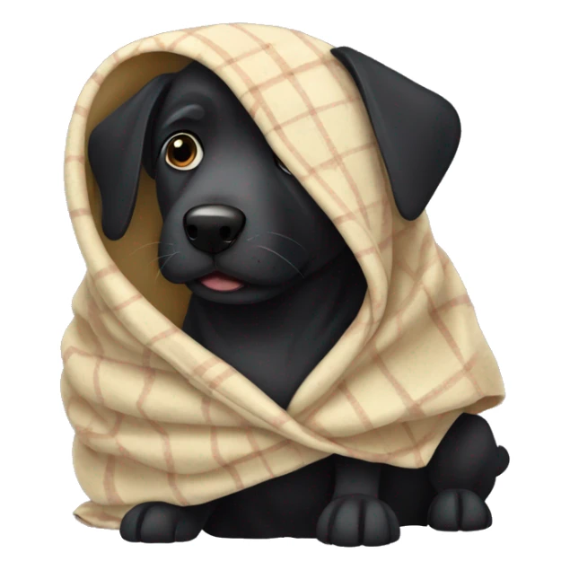 Black dog in blanket sticker