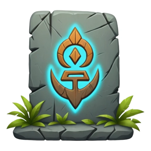 Stone Tablet – Carved gray slab with ancient runes in jyngle sticker