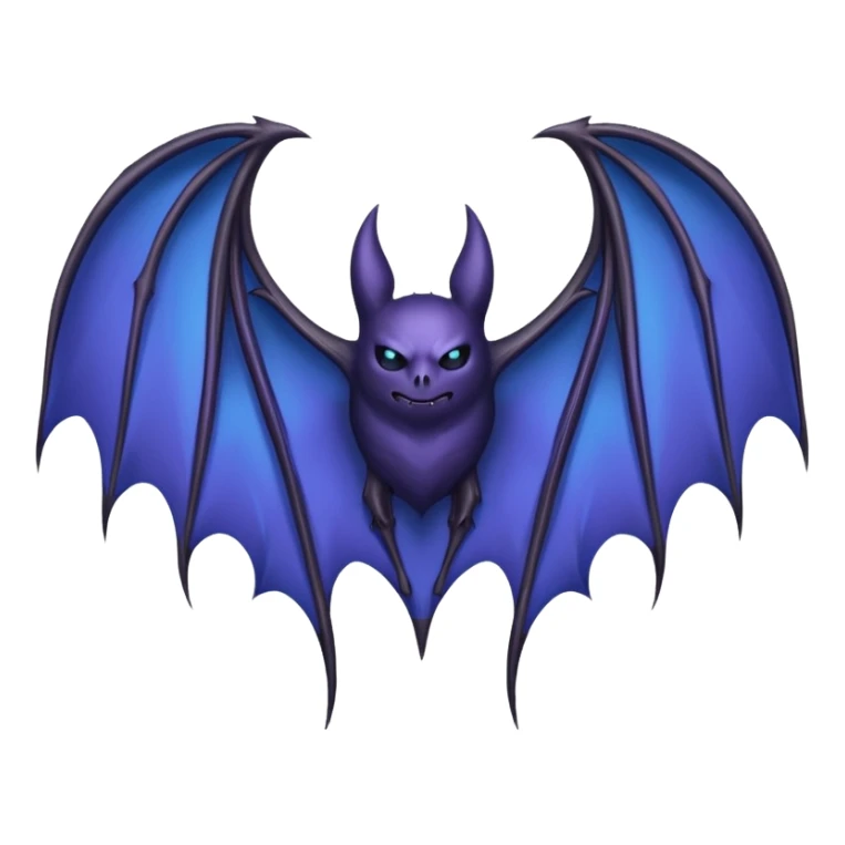 Dark fantasy bat wings, symmetrical, sharp edges, deep black with subtle blue-purple highlights, realistic, high detail, isolated on black background sticker