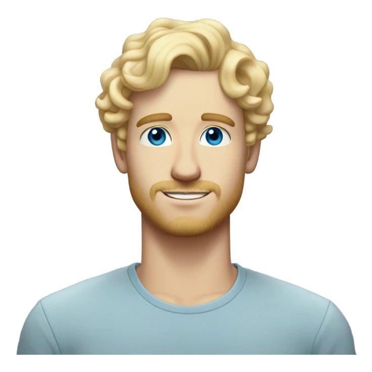 full body light curl blonde 30yo man blue eyed pale skin sticker