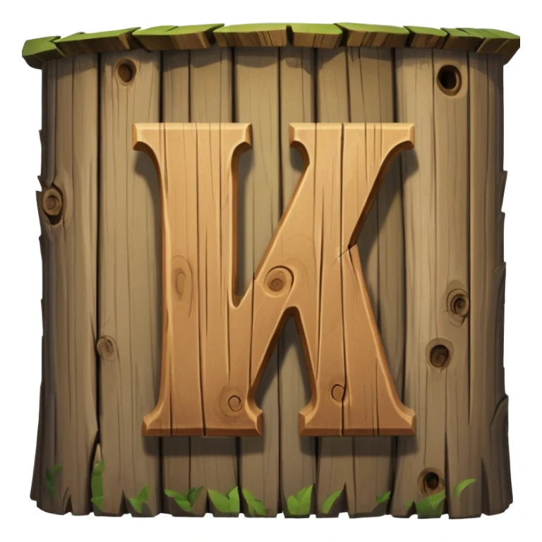 letter W on the side wall of a treehouse in a tree, only the top no trunk sticker