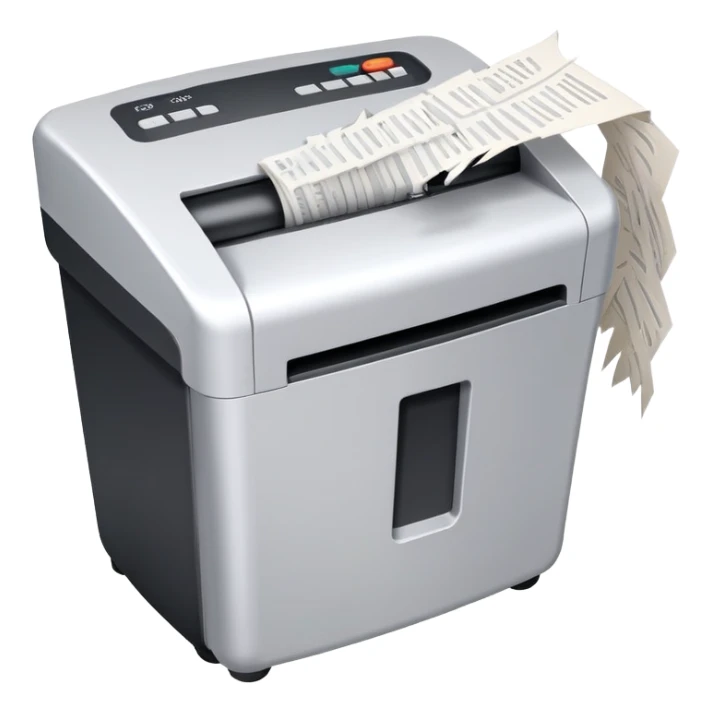 office paper shredder with paper being shredded sticker