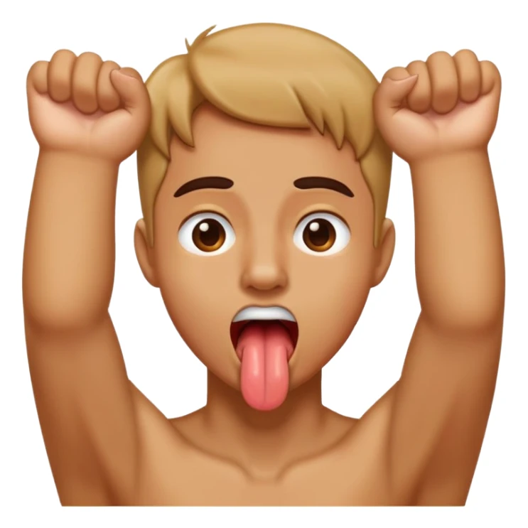 A persons arms grabbing their neck while pocking their tongues out  sticker