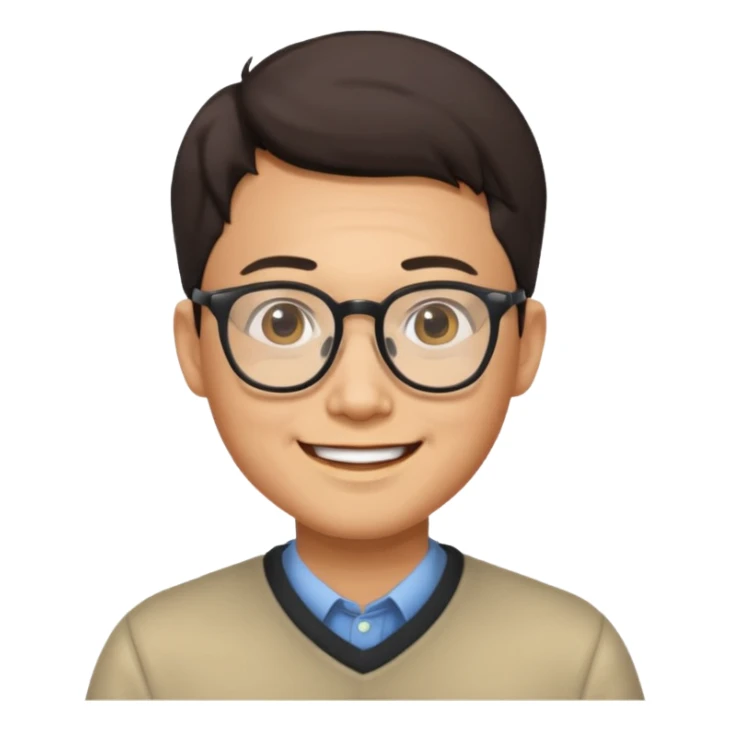 asian man light skin wear glasses smile sticker