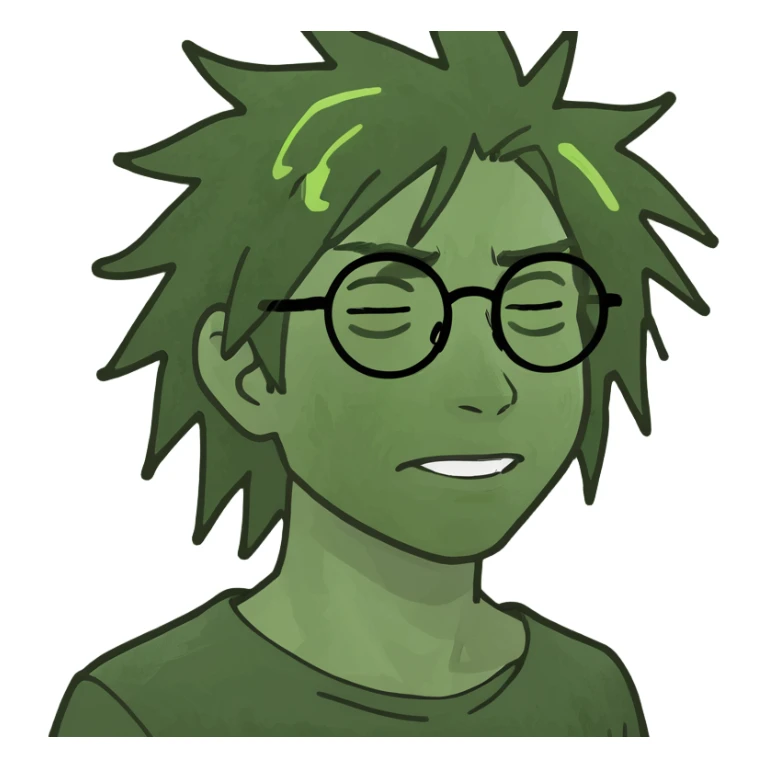 Harry Potter memoji smiling, messy hair, round glasses, lightning scar, digital cartoon style sticker