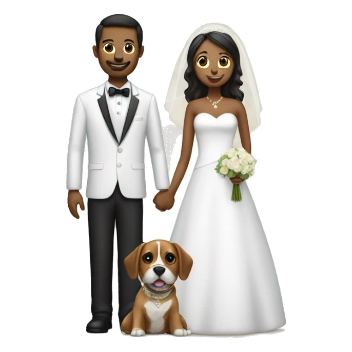 Bride and groom with a dog sticker