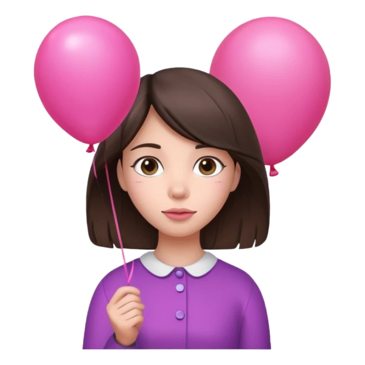 brunette girl with pink baloon sticker