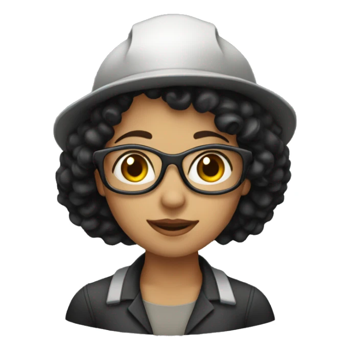 Engineer Woman with black curly hair and hat sticker