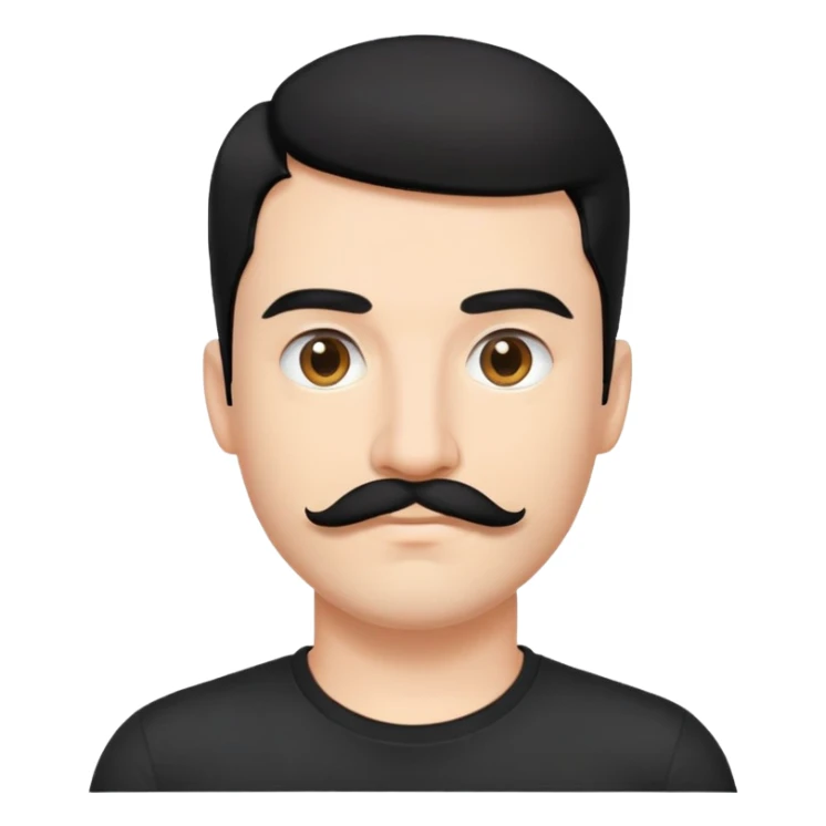 tech bro black hair black mustache black t-shirt sticker