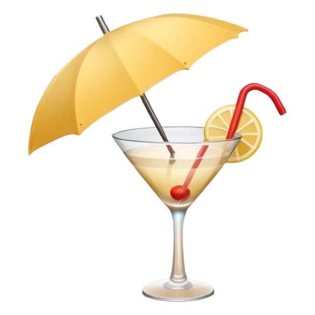 minimalistic beach cocktail emoji, with a tiny umbrella sticker