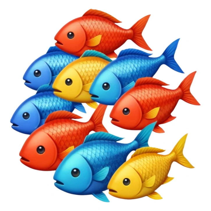 pile of fish inspired by reference image, emoji style sticker