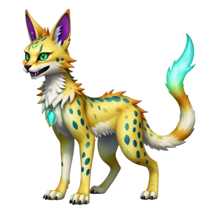 Epic Edgy Colorful ethereal eldritch Sergal-Serval-Fionbri full body sticker
