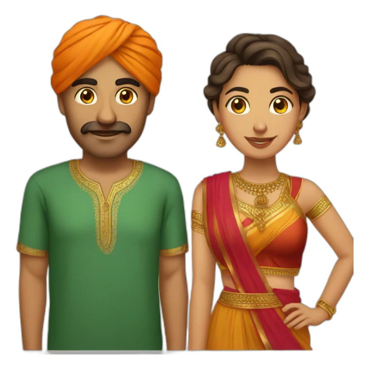 Indian man and bulgarian woman couple sticker