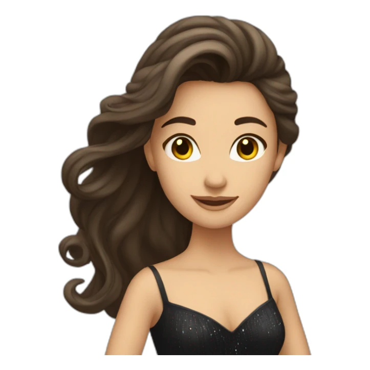 a brunette with long hair who dances ballroom dancing sticker