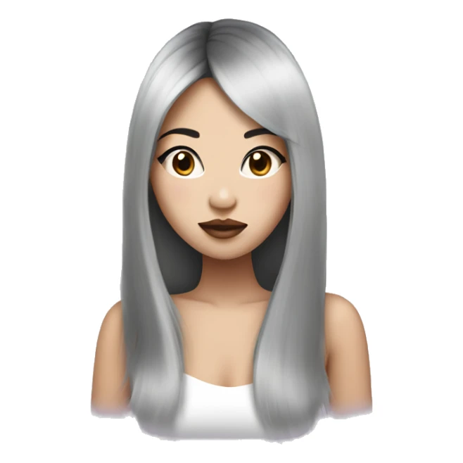 asian girl with sliver midle hair, big lips, long lashes sticker