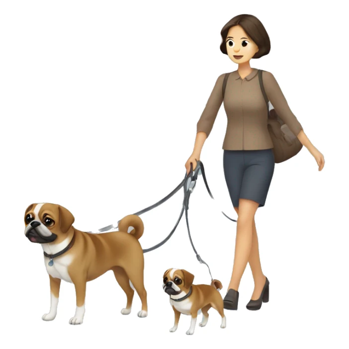 Mid 30s filipina walking two brown pugaliers on leash sticker