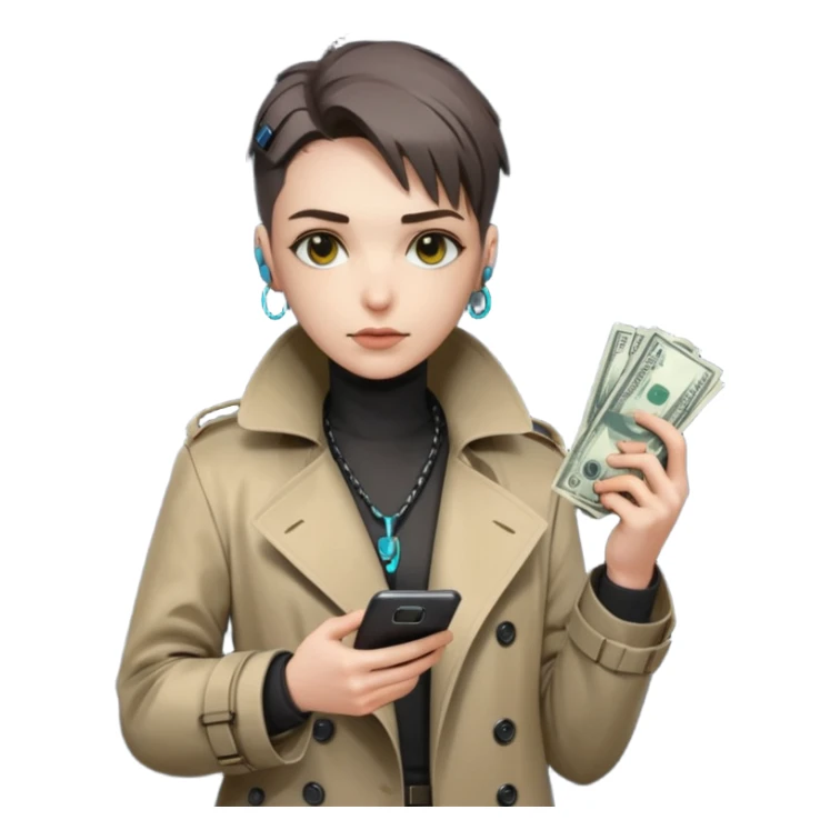 cyber punk holding money and phone sticker