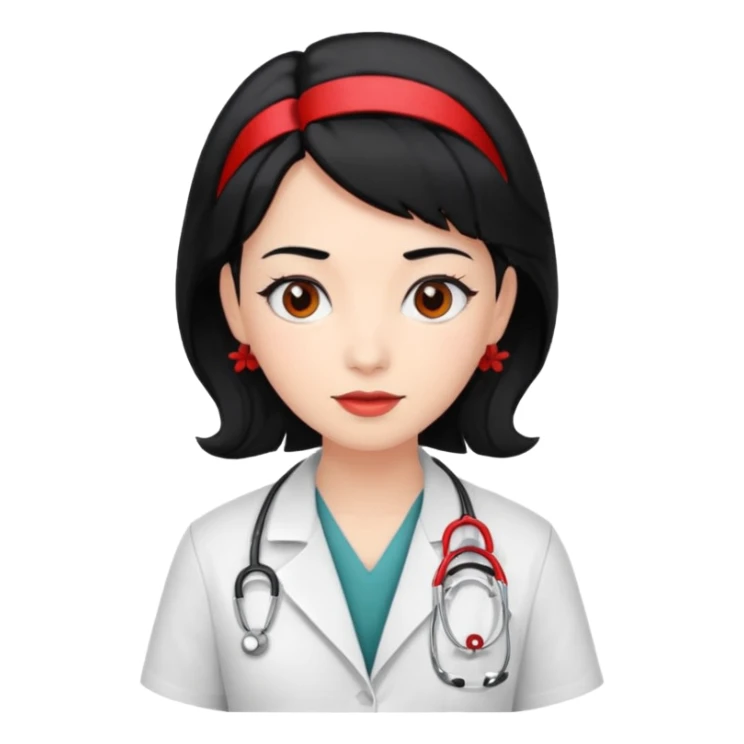 doctor with black hair and red hairclips  sticker