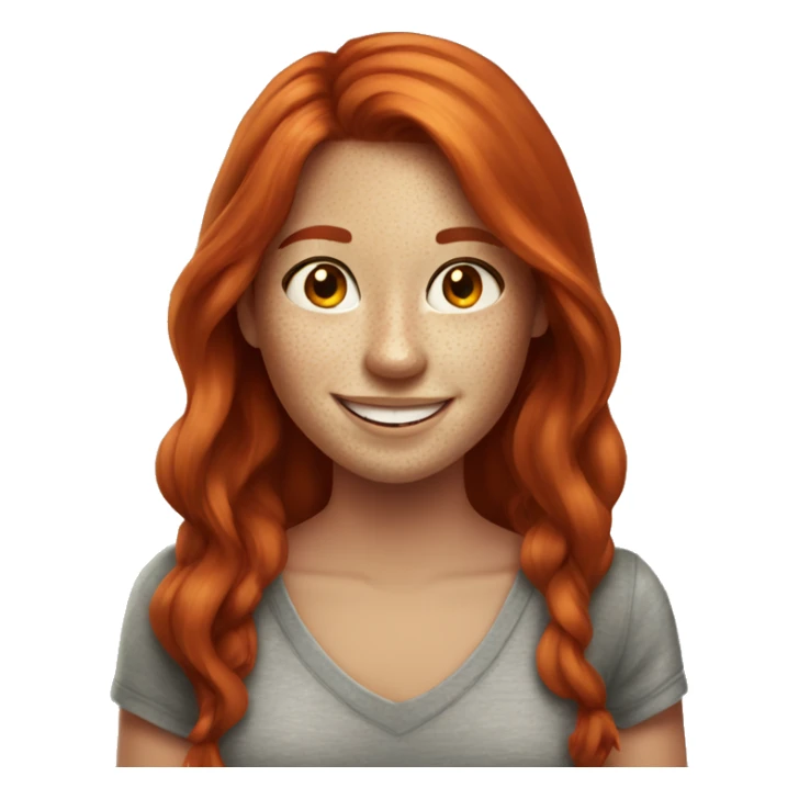 long red hair girl with freckles smiling sticker