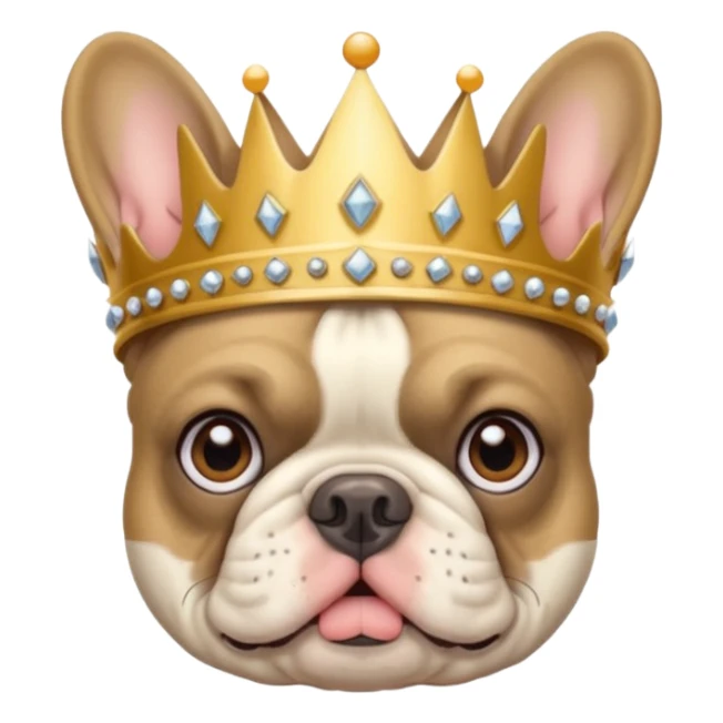 French bulldog wearing a crown sticker