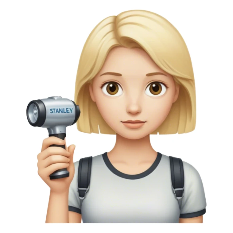 blonde girl with a stanley sticker