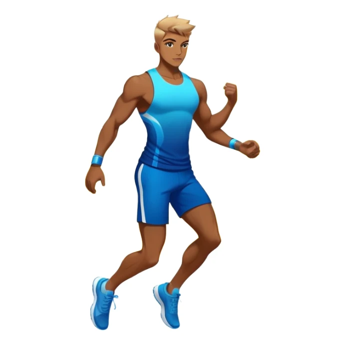 Masculine silhouette with athletic wear, surrounded by transformative energy aura, dynamic style essence with floating fashion elements sticker