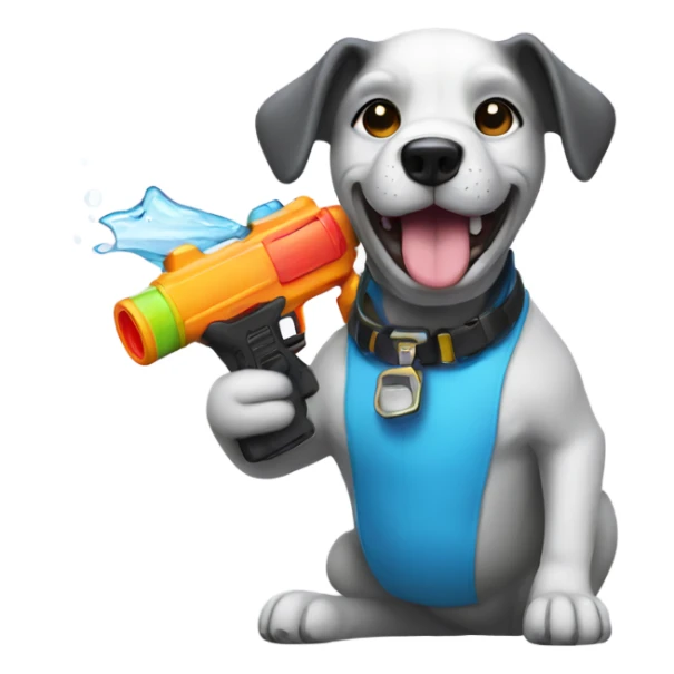 Dog holding a water gun  sticker