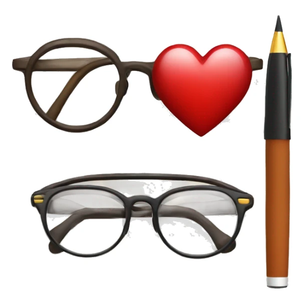 Glasses, pens and English heart sticker