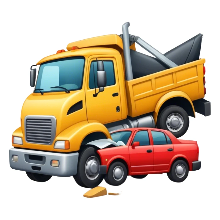 Truck crashing into car sticker