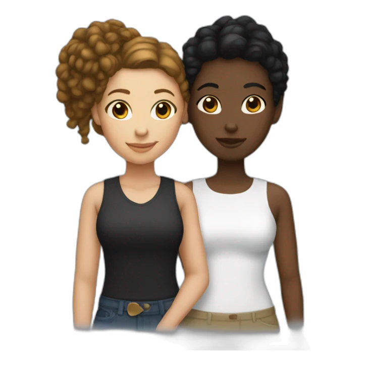 lesbian couple Black girl and White girl sticker
