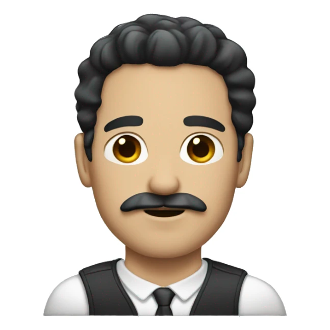 White man with black hair and mustache sticker