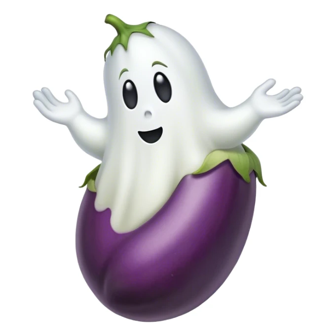 Ghost floating out of eggplant sticker