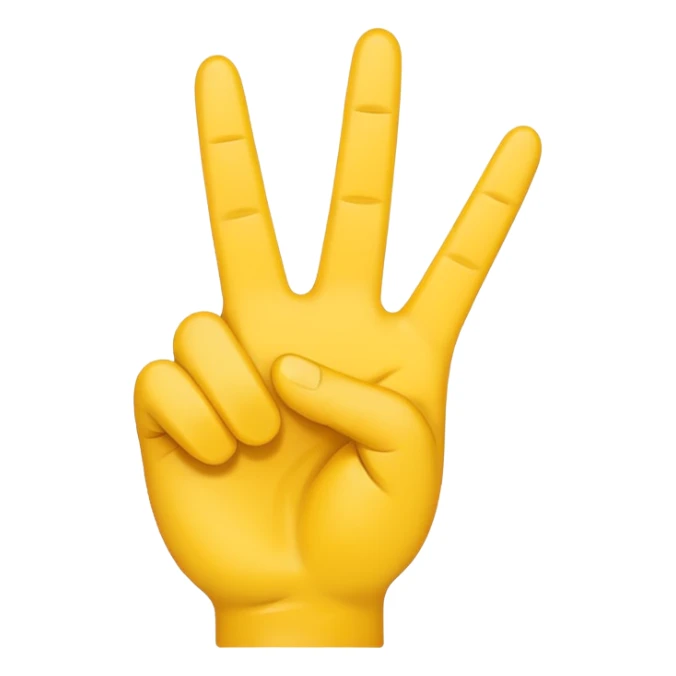 minimalist peace sign hand emoji, yellow sticker