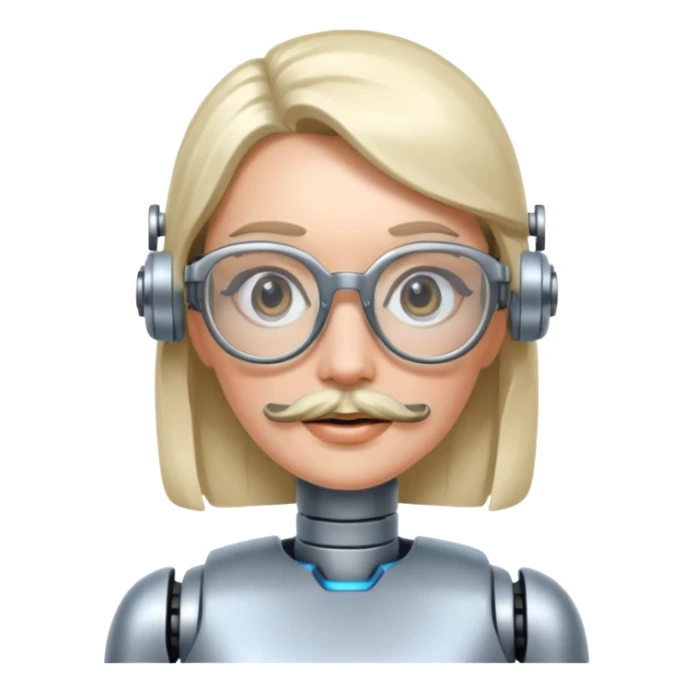 robotic woman with glasses mustache  sticker