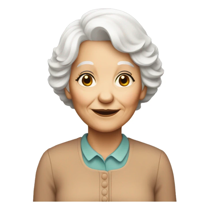 old lady short white hair with side bangs  sticker